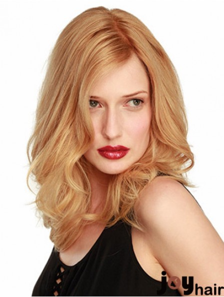 14 inch Blonde Shoulder Length Without Bangs Wavy Ideal Lace Wigs