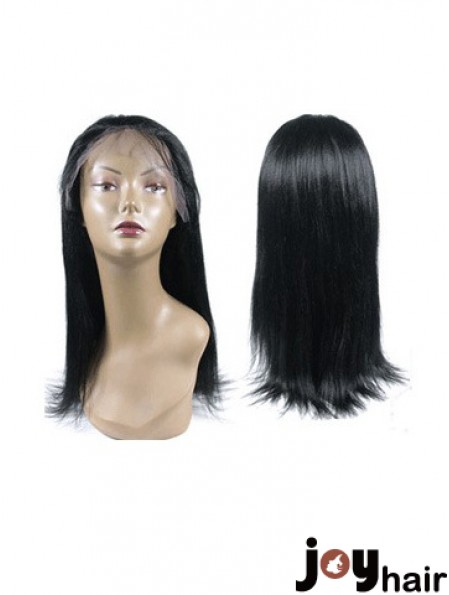 Black Full Lace Straight Long Hand Tied Human Hair Wigs