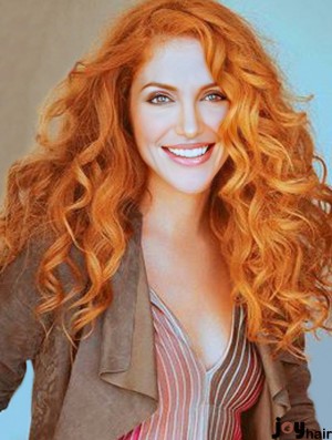 Without Bangs Long Copper Wavy 18 inch Hairstyles Human Hair Rachelle Lefevre Wigs