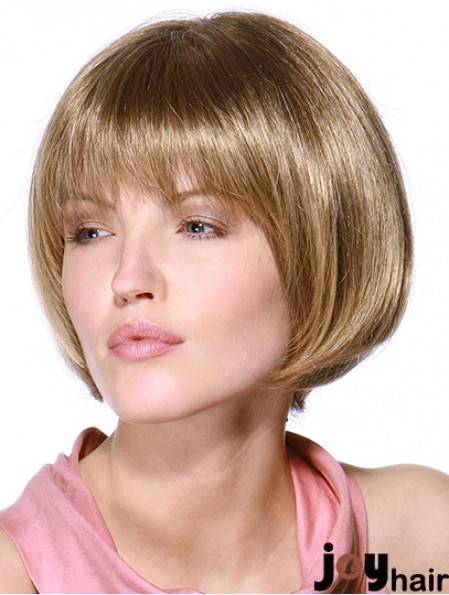 Layered Bob 100% Hand Tied Blonde Color Straight Style Chin Length