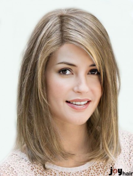 Brown Wigs Straight Shoulder Length Wigs Human Hair 14 Inch