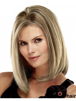 Straight Shoulder Length Blonde 14 inch Lace Front Online Bob Wigs