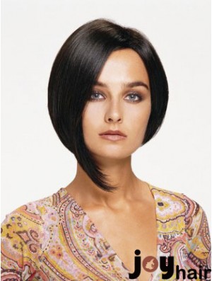 Lace Front Chin Length Straight Black Affordable Bob Wigs