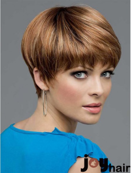 Brown Cropped Straight Boycuts Lace Front Wigs Cheap