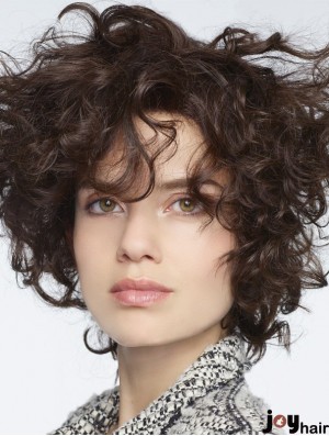 Curly Human Hair Lace Front Wigs With Bangs Monofilament Curly Style