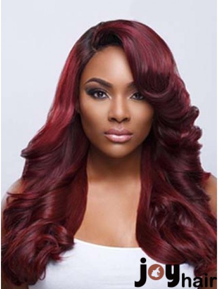 Wavy With Bangs Lace Front Fashionable 22 inch Red Long Wigs