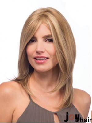 Layered Shoulder Straight Monofilament Long Ash Blonde Wig