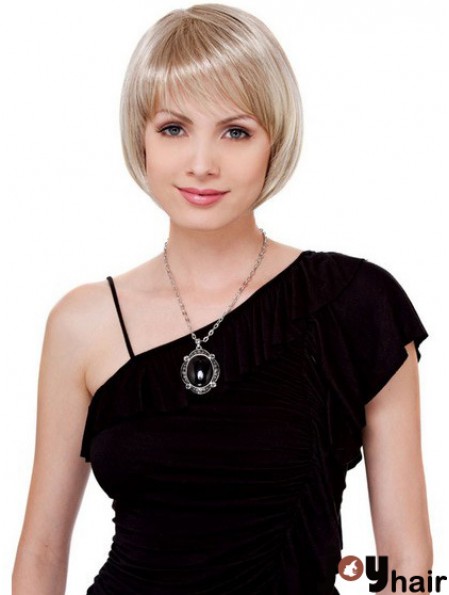 Bobs Chin Length Blonde Straight Comfortable Petite Wigs