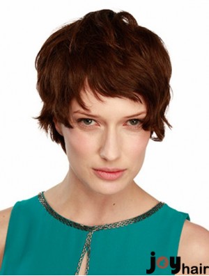 Monofilament Wavy Boycuts Short 8 inch No-Fuss Human Hair Wigs