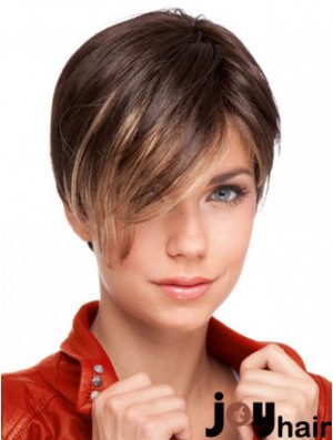 Auburn Cropped Designed Straight Boycuts Lace Wigs