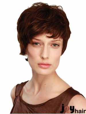 6 inch Brown Short Boycuts Wavy Fashionable Lace Wigs