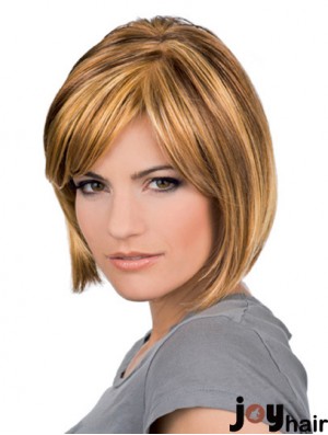 Chin Length Blonde Sleek 10 inch Wavy Bob Wigs