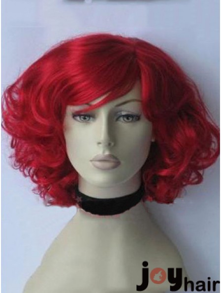 Curly With Bangs Chin Length Red Gorgeous Lace Front Wigs