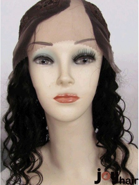 14 inch Lace Front Curly Black Good U Part Wigs