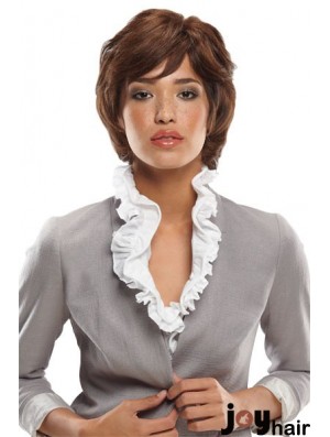 Bobs Chin Length Auburn Wavy Durable Petite Wigs