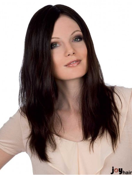 Straight Without Bangs Monofilament Brown Soft Long Wigs