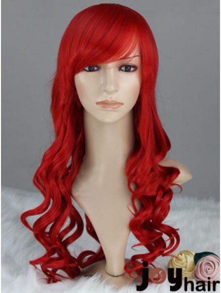 Wavy With Bangs Lace Front Discount 22 inch Red Long Wigs