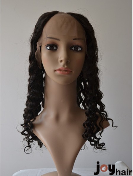 18 inch Lace Front Curly Black Fashionable U Part Wigs