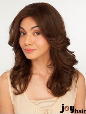 14 inch Brown Long Without Bangs Wavy Perfect Lace Wigs