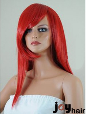 Straight With Bangs Lace Front Affordable 18 inch Red Long Wigs