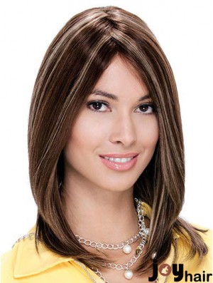 Monofilament Straight Without Bangs Shoulder Length 13 inch Fashionable Human Hair Wigs