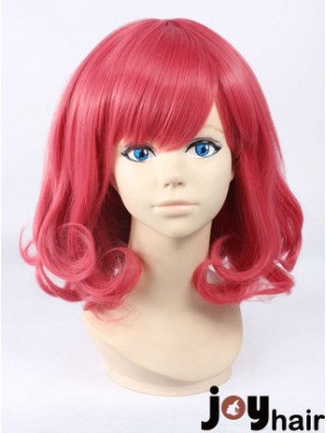 Wavy With Bangs Shoulder Length Red Cheapest Lace Front Wigs