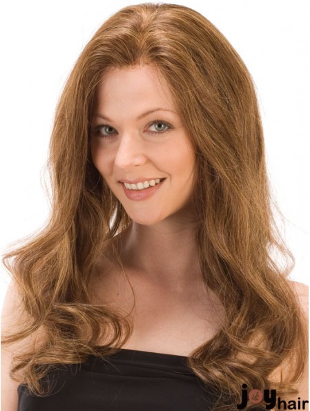 Without Bangs Affordable Wavy Auburn Long Human Hair Lace Front Wigs