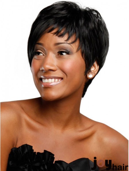 Black Boycuts Capless Straight Short Wigs For African Women UK