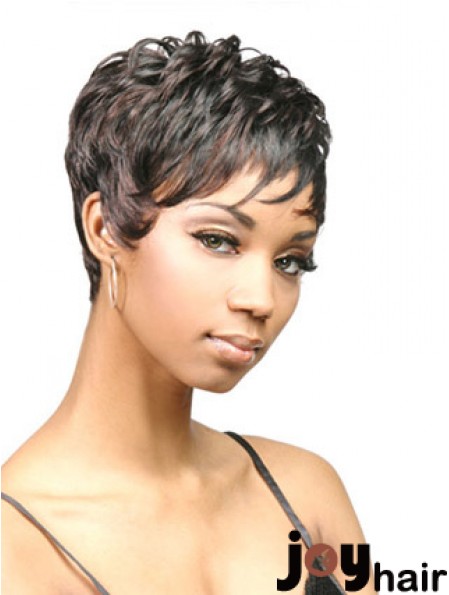 Cropped Black Wavy Boycuts Discount African American Wigs