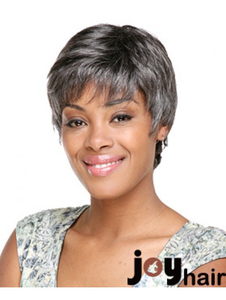 Synthetic Modern Short Wavy Grey Wigs