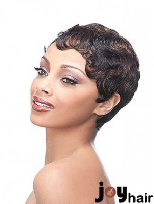 Short Brown Boycuts Wavy Trendy Full Lace Wigs