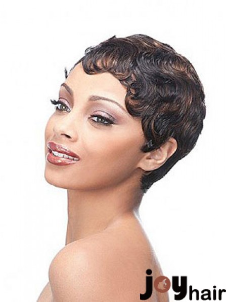 Short Brown Boycuts Wavy Trendy Full Lace Wigs