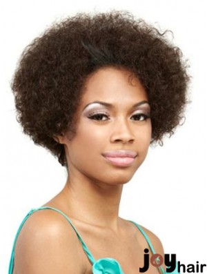 Human Hair Front Lace Wig Short Length Curly Style Brown Color