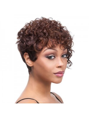 Short Auburn Curly Layered Trendy African American Wigs