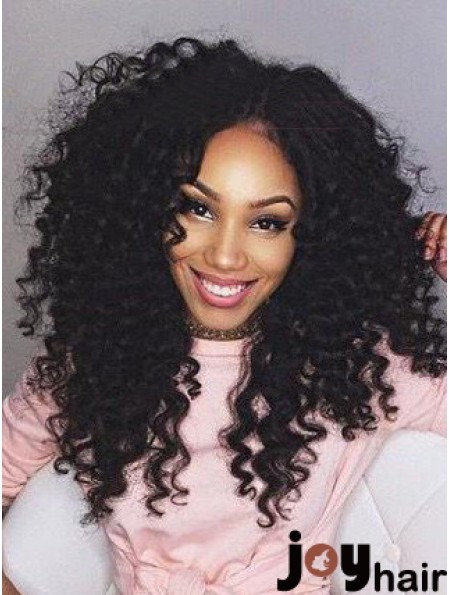 Black Remy Human Lace Front Long Kinky Curly Lace Wig UK