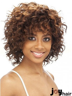 Brazilian Chin Length Kinky Brown With Bangs Best Black Woman Wigs