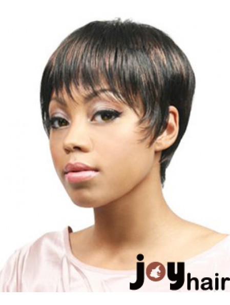 African Hair Wigs Boycuts Cropped Length Straight Style With Capless