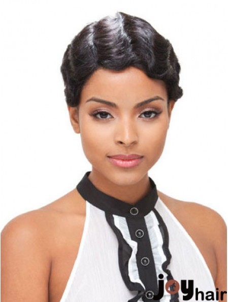 Short Black Boycuts Wavy Modern Full Lace Wigs