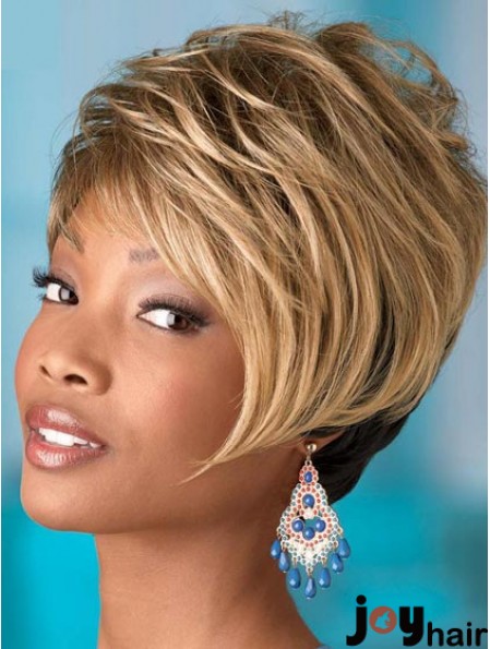 Short Blonde Wavy Boycuts Comfortable African American Wigs