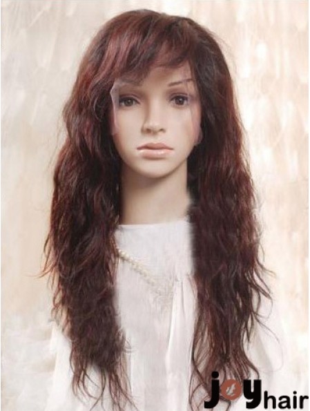 Auburn 100% Hand Tied Layered Wavy Remy Human Long Mono Wigs