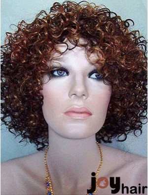 Kinky Layered Chin Length High Quality Auburn Synthetic Wigs