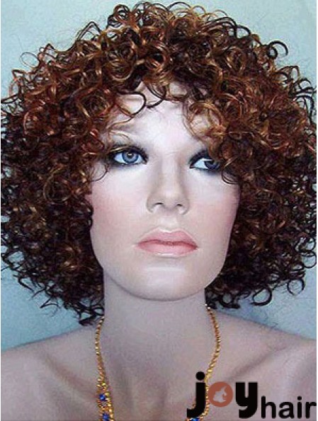 Kinky Layered Chin Length High Quality Auburn Synthetic Wigs