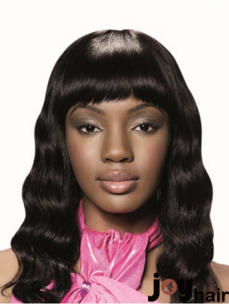 Long Black Wavy With Bangs New African American Wigs