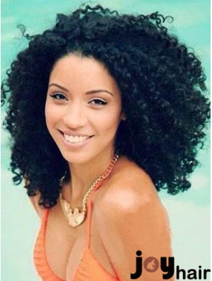 Shoulder Lace Front Remy Human Black Kinky Curly Afro Wig