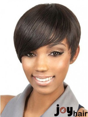 Cropped Brown Straight Boycuts Suitable African American Wigs