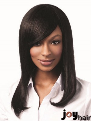 Long Black Yaki With Bangs Hairstyles African American Wigs