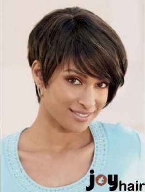 Short Brown Straight Layered Incredible African American Wigs