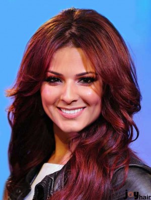  Style Wigs Red Color Long Length Wavy Style Layered Cut