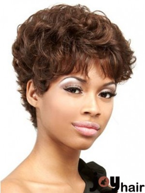 Cropped Auburn Curly Boycuts Convenient African American Wigs