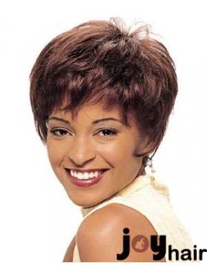 Cropped Auburn Straight Boycuts Beautiful African American Wigs